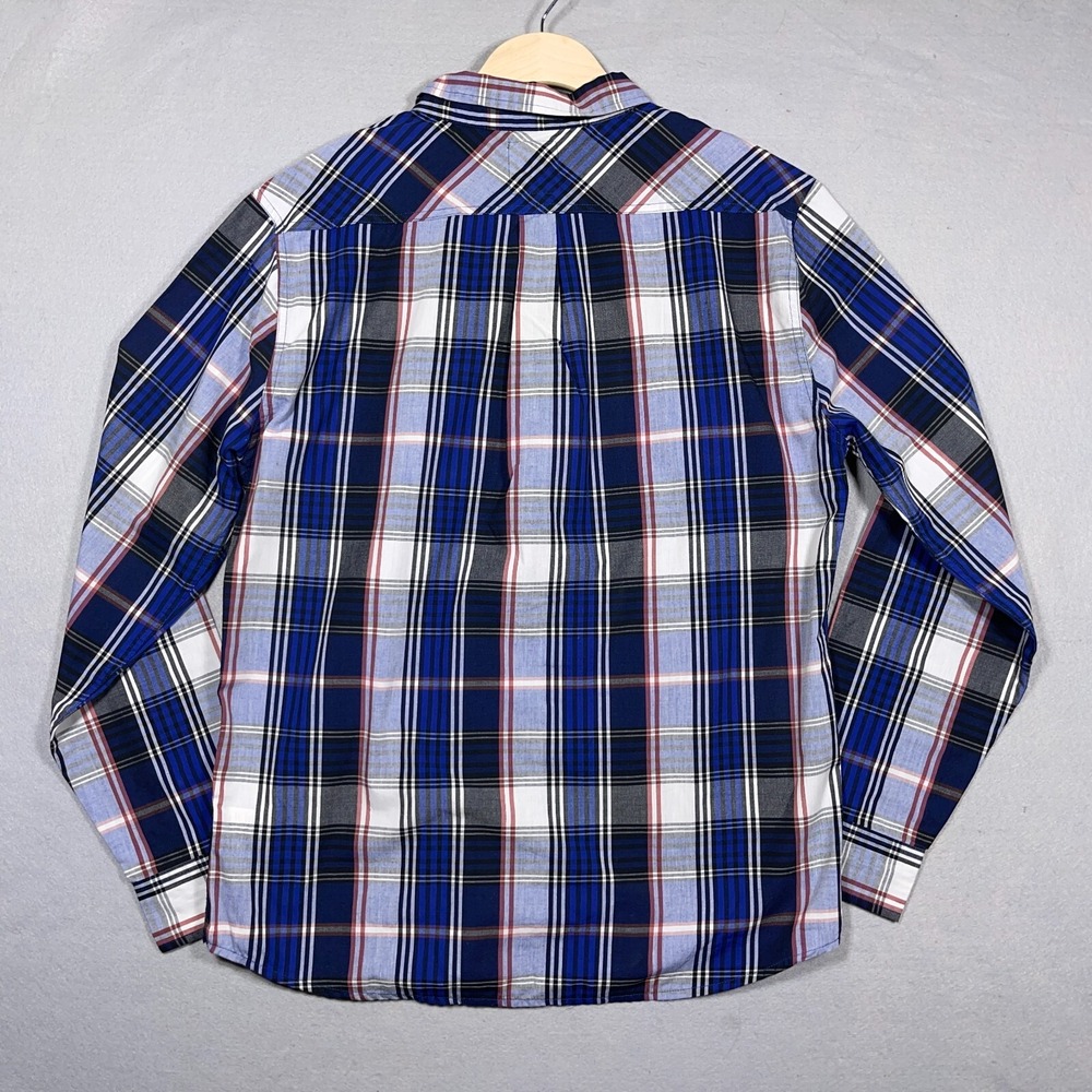 Levis Plaid Button Down Shirt Teen XL Regular Fit Blue White Red Casual Western - Picture 9 of 11